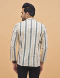 Combo of 3 Men Kurtas Stripe Cotton Handloom Pink Beige and Sky Blue