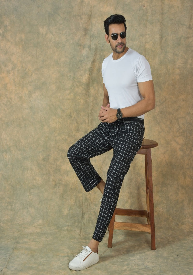 Black-White-Checks-Cotton-Handloom-Men-Pant