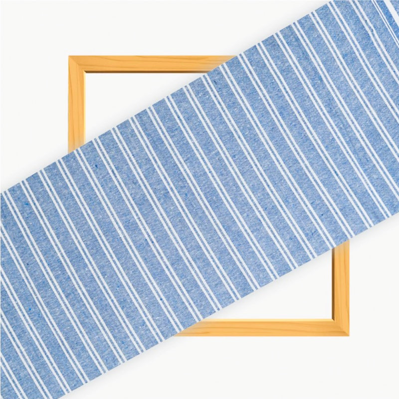 Blue White Stripe Cotton Handloom Fabric