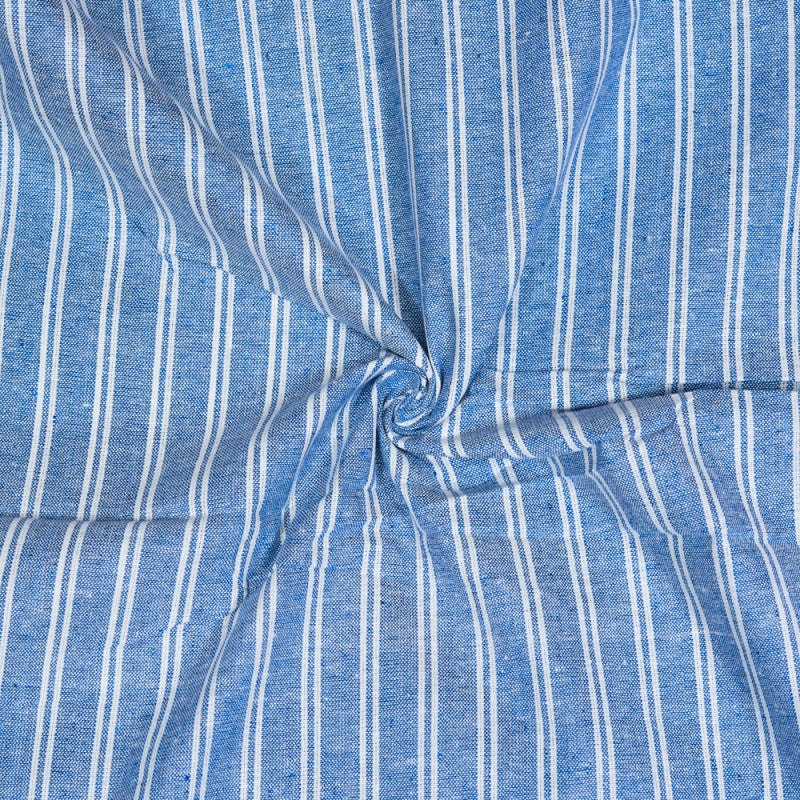 Blue White Stripe Cotton Handloom Fabric