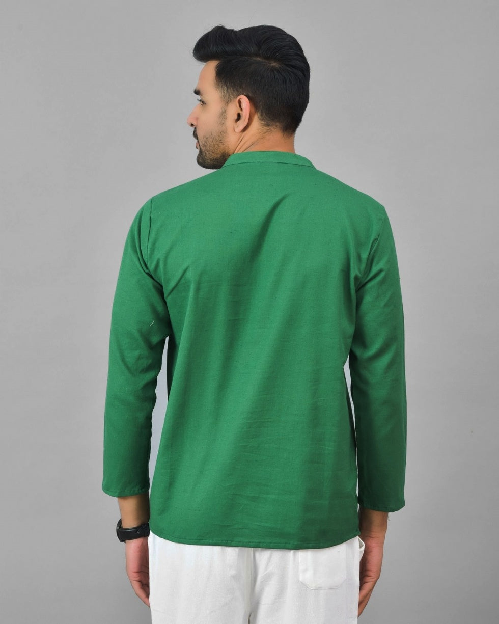 Combo of 2 Men Kurtas Solid Cotton Flax