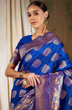 Women's Blue Colour Weaving Work Saree