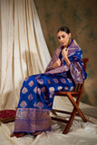 Women's Blue Colour Weaving Work Saree