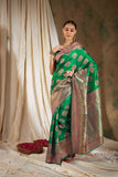 Women's Green Colour Weaving Work Saree-CMPN18041E