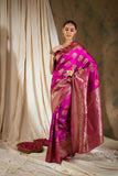 Women's Pink Colour Designer Weaving Work Saree-CMPNLT18041G