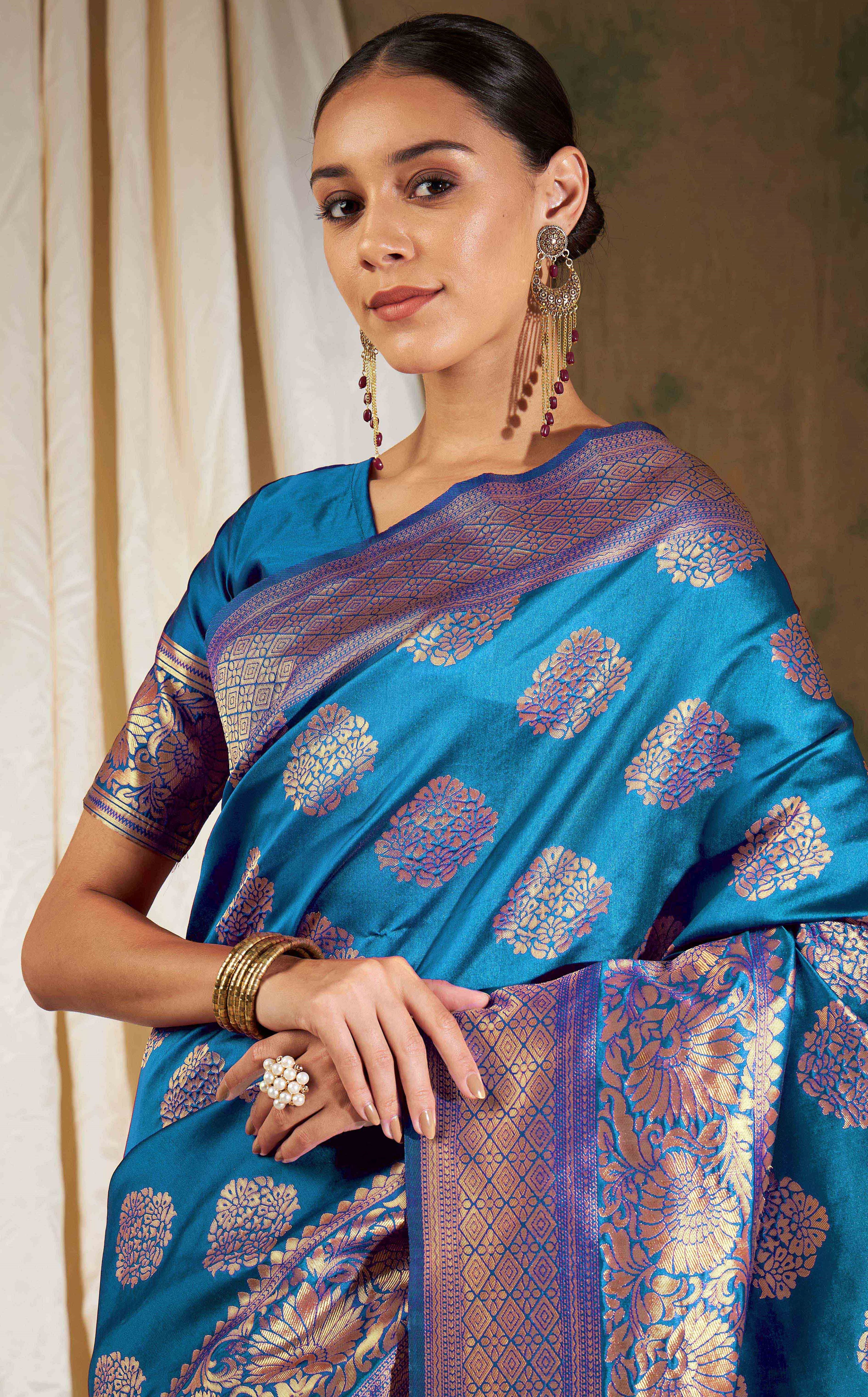 Women's Sky Blue Colour Designer Weaving Work Saree-CMPNLT18041H