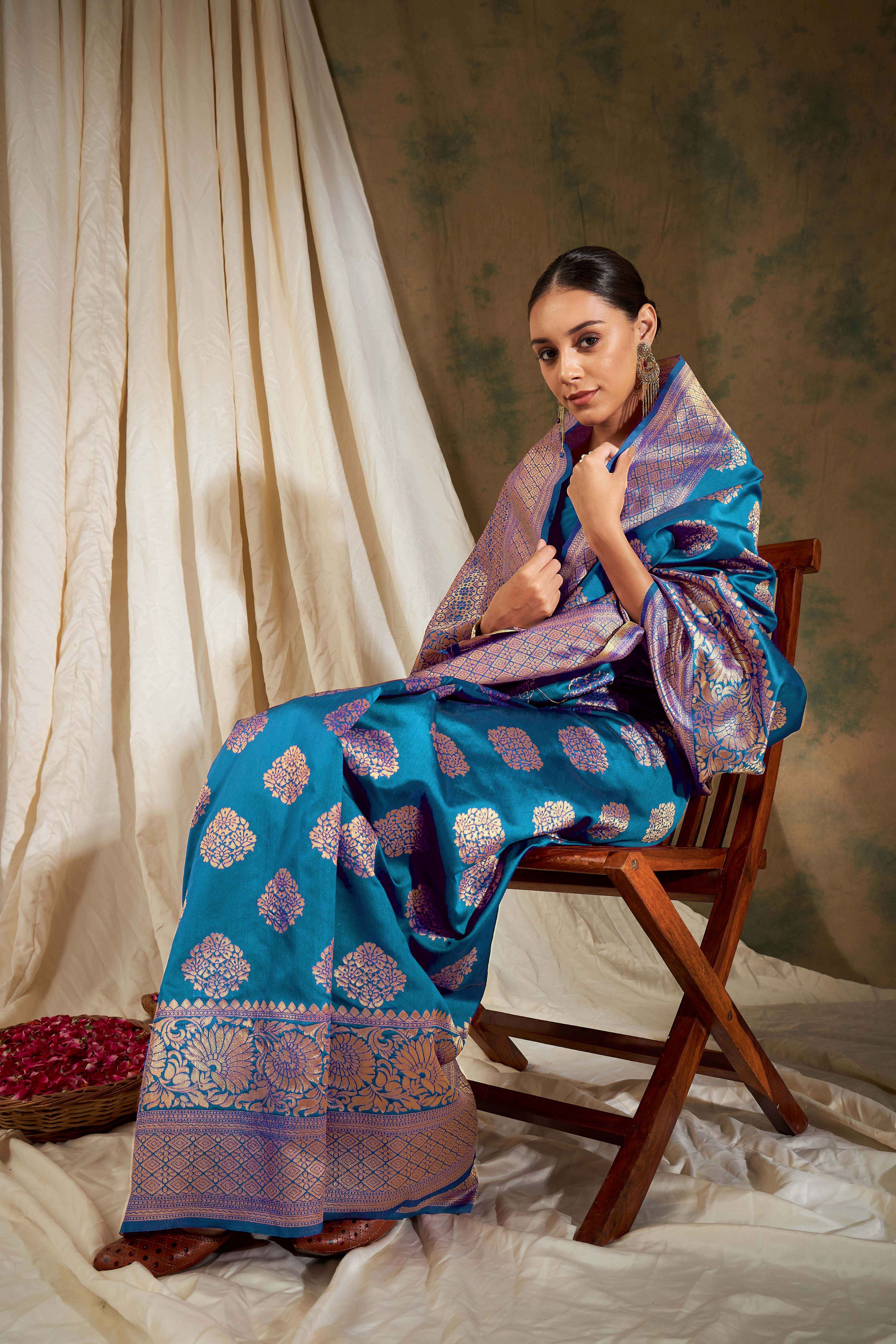 Women's Sky Blue Colour Designer Weaving Work Saree-CMPNLT18041H