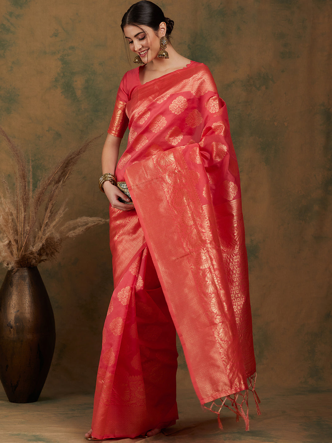 Women's Pitch Colour Designer Weaving Work Saree-CMPNLT18041I