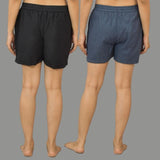 Combo of 2 Gray and Black Cotton Women Shorts-10601