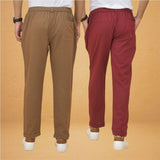 Combo of 2 Maroon and Brown Cotton Regular Trousers-42283