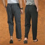 Combo of 2 Men Black Black Cotton Handloom Stripe Pant-15099