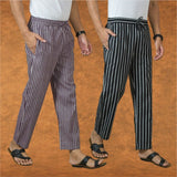 Combo of 2 Men Purple Black Cotton Handloom Stripe Pant