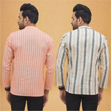 Combo of 2 Men Stripe Cotton Handloom Kurta