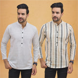 Combo of 2 Men Stripe Cotton Handloom Kurta