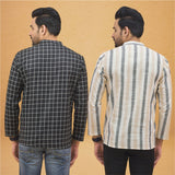 Combo of 2 Men Stripe Cotton Handloom Kurta