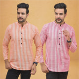 Combo of 2 Men Stripe Cotton Handloom Kurta