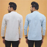 Combo of 2 Men Stripe Cotton Handloom Kurta