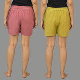 Combo of 2 Gray and White Cotton Women Shorts-10598