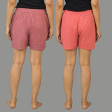 Combo of 2 Peach and Pink Cotton Women Shorts