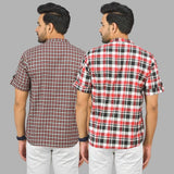 Combo of 2 Red and Red Cotton Handloom Short Kurta-25387