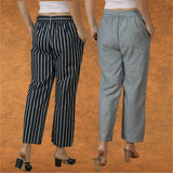 Combo of 2 Women Pink Black Cotton Checks Belt Pant