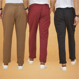 Combo of 3 Maroon Brown and Black Cotton Regular Trouser Pants-42485