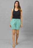 Cyan Solid Cotton Shorts