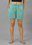 Cyan Solid Cotton Shorts