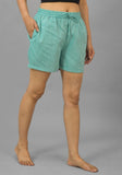 Cyan Solid Cotton Shorts