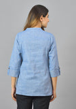 Denim Solid Cotton Women Top