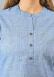 Denim Solid Cotton Women Top