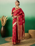 Women's Red Colour Designer Weaving Work Saree-GLRUS108090A