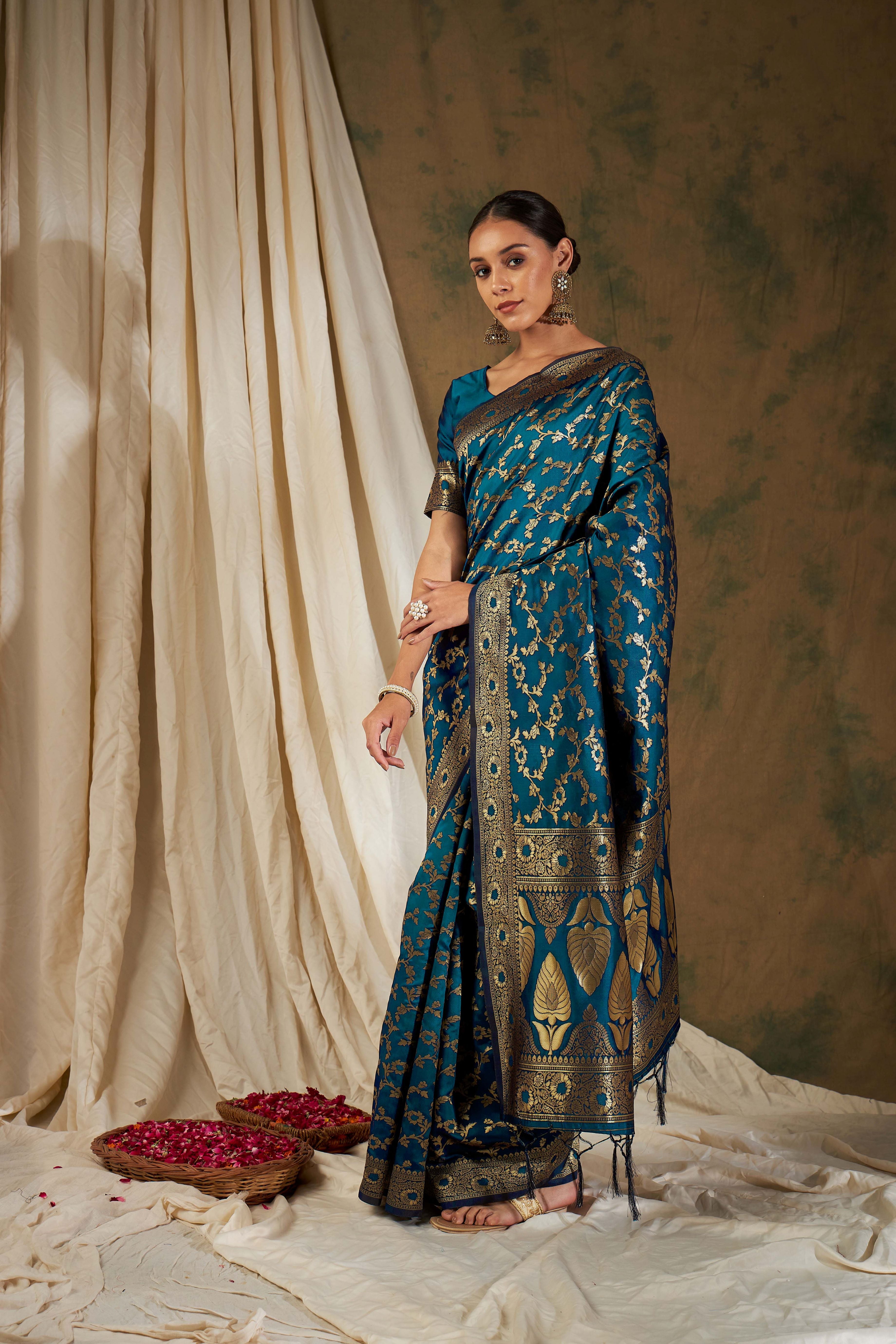 Women's Sky Blue Colour Designer Weaving Work Saree