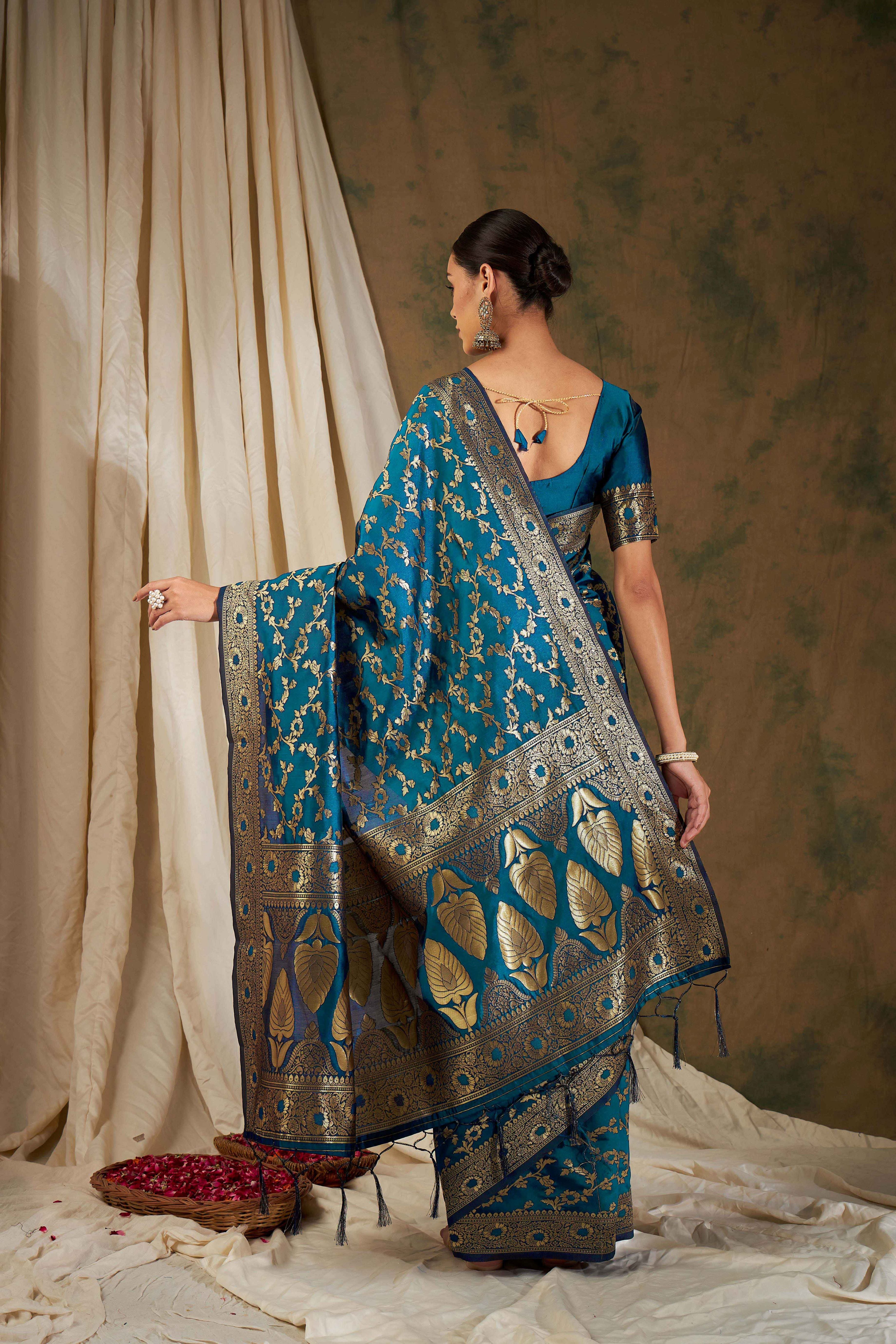 Women's Sky Blue Colour Designer Weaving Work Saree