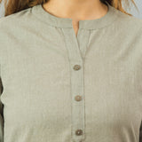 Gray Solid Cotton Women Top