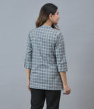 Gray White Cotton Checks Women Top