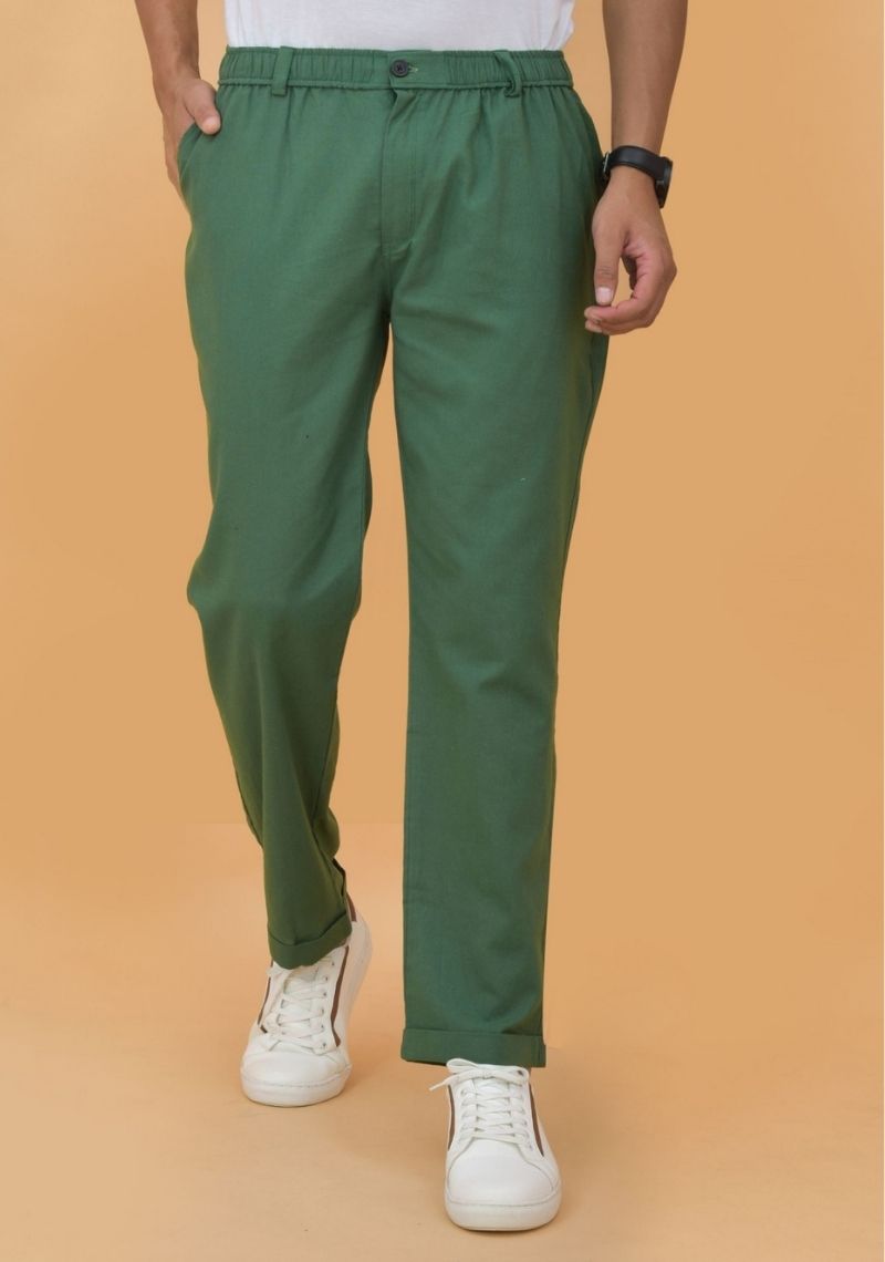 Green-Cotton-Regular-Trouser