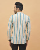 Combo of 3 Men Kurtas Stripe Cotton Handloom Sky Blue Green and Pink