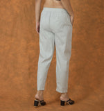 Light Gray Solid Cotton Trouser Pant