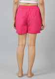 Magenta Pink Solid Cotton Shorts