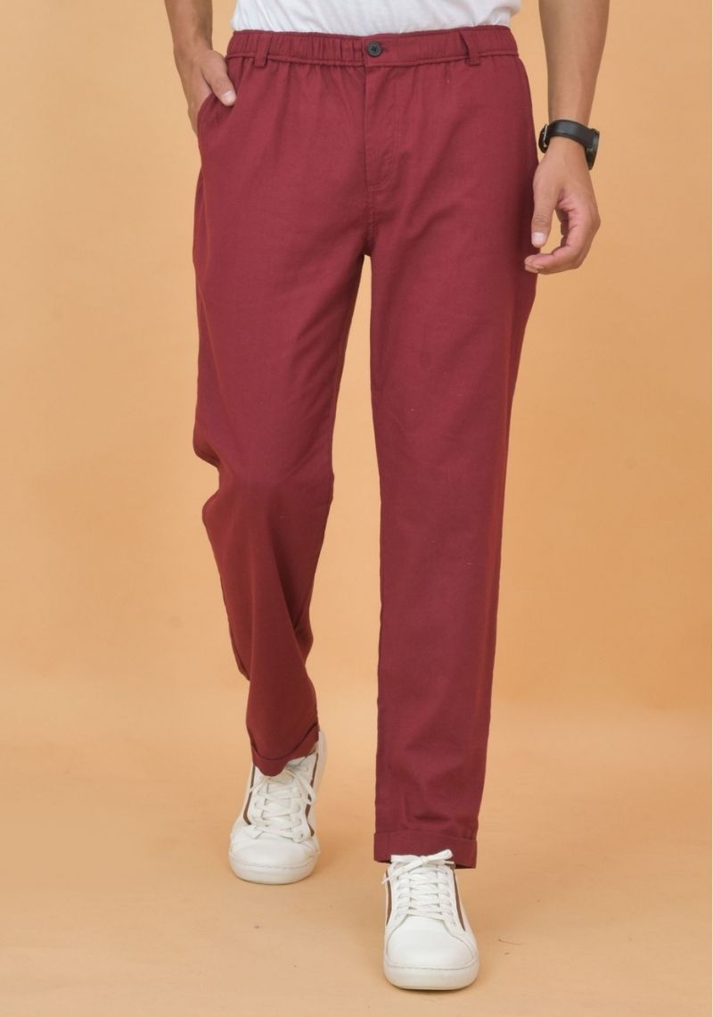 Maroon-Cotton-Regular-Trouser