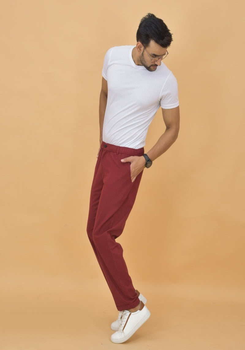 Maroon-Cotton-Regular-Trouser