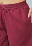 Maroon Solid Cotton Shorts