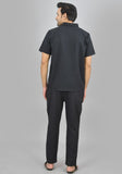 MEN COTTON SHIRT SOLID CO-ORD SET BLACK