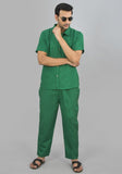 MEN COTTON SHIRT SOLID CO-ORD SET GREEN