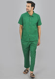 MEN COTTON SHIRT SOLID CO-ORD SET GREEN