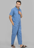 MEN COTTON SHIRT SOLID CO-ORD SET SKY BLUE