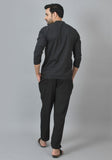 MEN COTTON SOLID CO-ORD SET BLACK