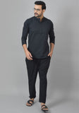 MEN COTTON SOLID CO-ORD SET BLACK