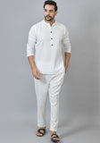 MEN COTTON SOLID CO-ORD SET WHITE